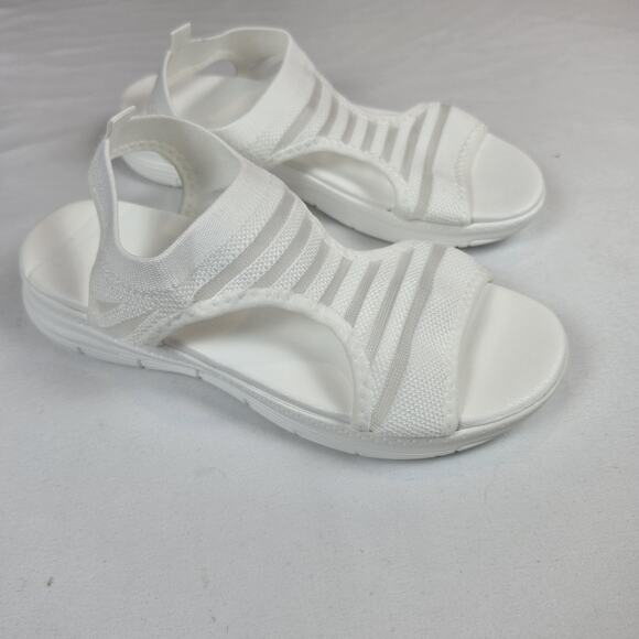 Dear Monkey Shoes - Womens White Knit Stretch Sandals Size 39 Open Toe Comfort Slip On Casual